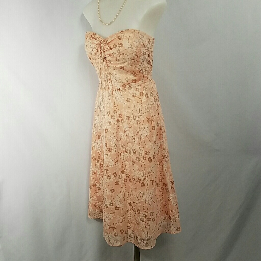 ❌ J. Crew Strapless Peach Floral Dress size 6P - Picture 4 of 5
